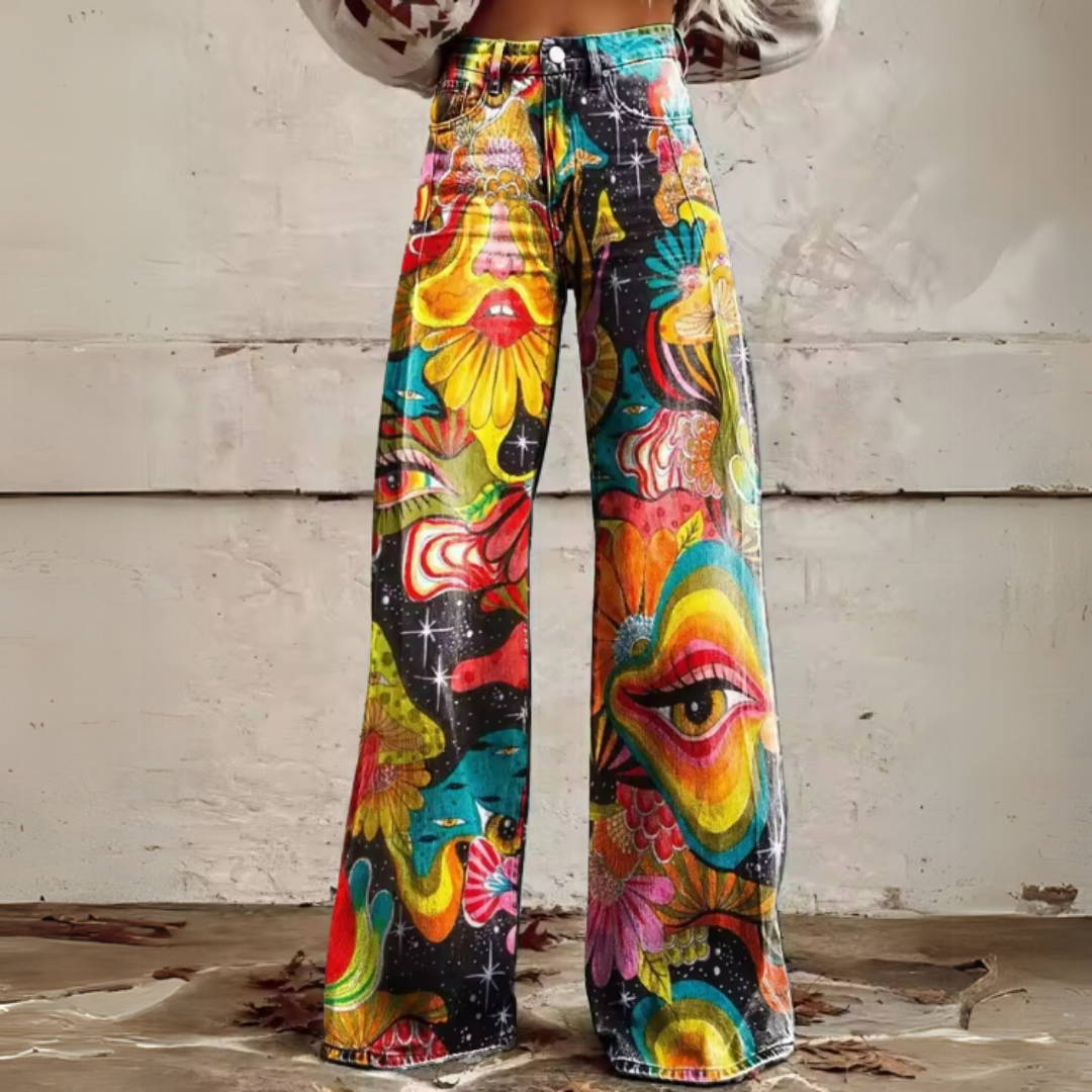 MARLEN™ | Boho Vintage Weitbeinige Hose