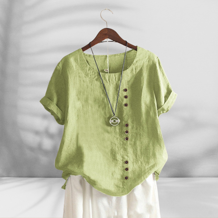 MARGOT™ | Bluse mit Knopfleiste und Leinenoptik