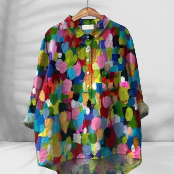 FLORENTINE™ | Weit geschnittene Blumenbluse mit Leinen-Effekt