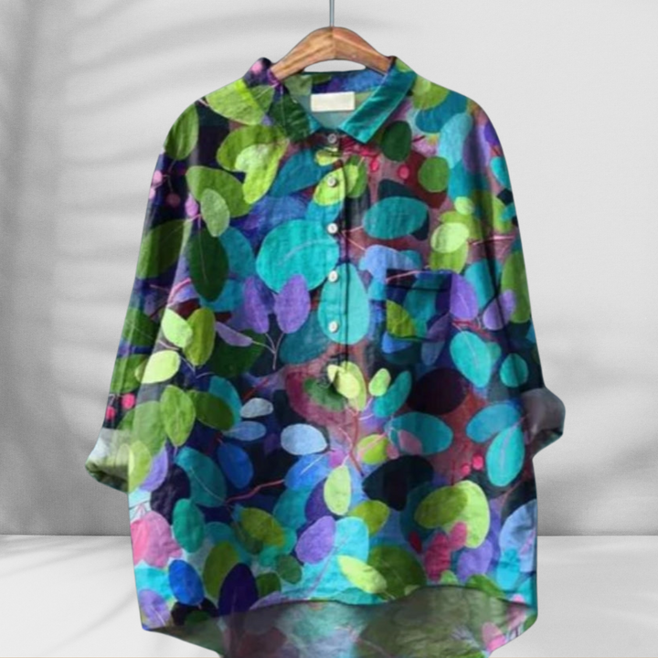 FLORENTINE™ | Weit geschnittene Blumenbluse mit Leinen-Effekt
