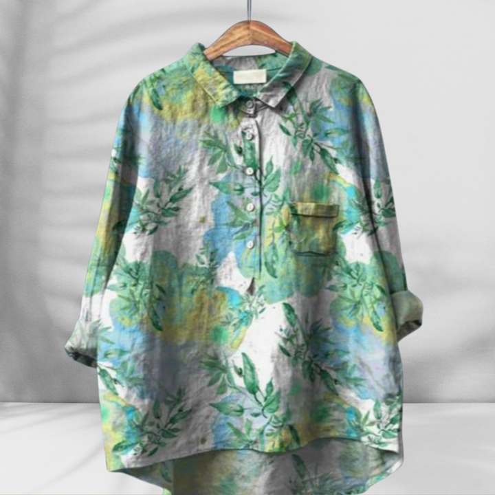 FLORENTINE™ | Weit geschnittene Blumenbluse mit Leinen-Effekt