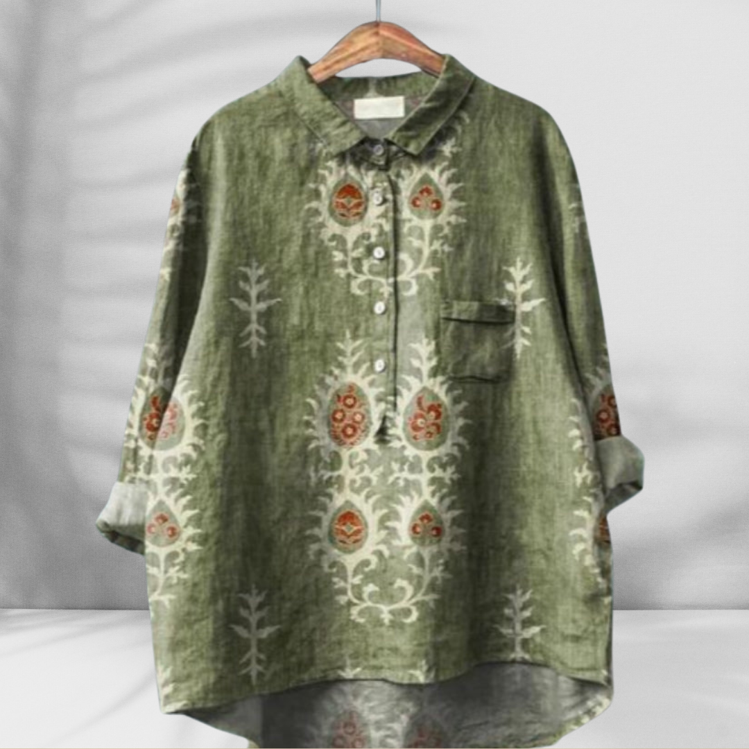 FLORENTINE™ | Weit geschnittene Blumenbluse mit Leinen-Effekt