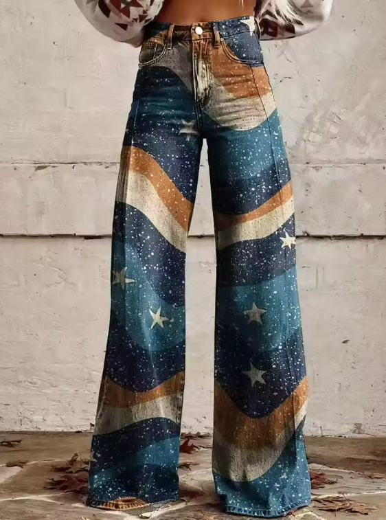 KARINA™ | Boho Vintage Weitbeinige Hose