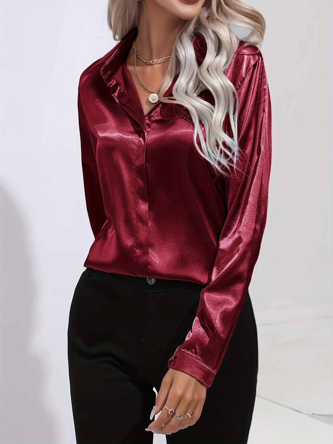 NADJA™ | Elegante Bluse aus Satin mit seidigem Glanz