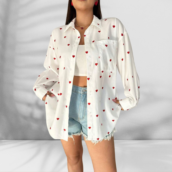 OLIVIA™ | Weit geschnittene Bluse mit Herzprint