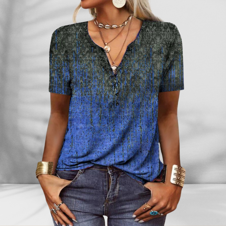 LOUREN™ | Elegante Boho-Bluse mit kurzen Ärmeln