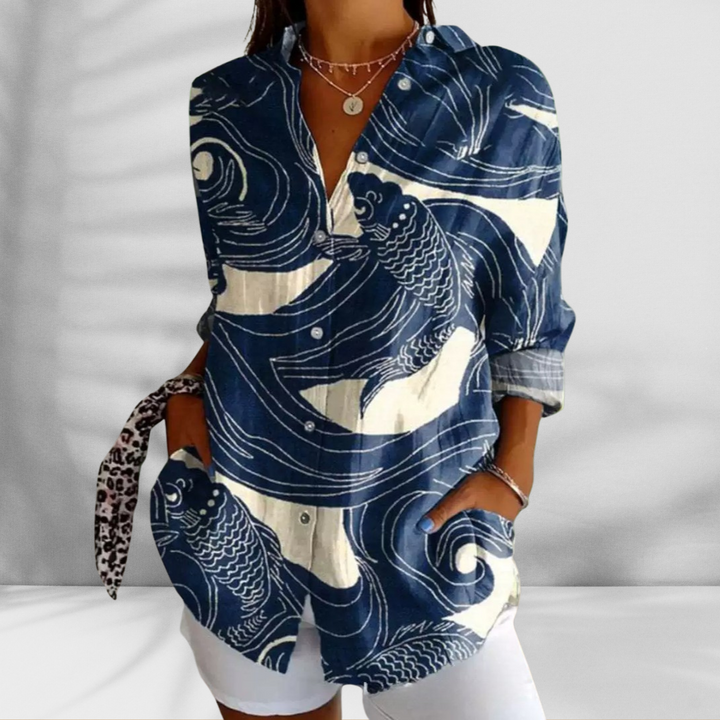 FLORA™ | Weite Bluse mit Blumenmuster in Leinenoptik