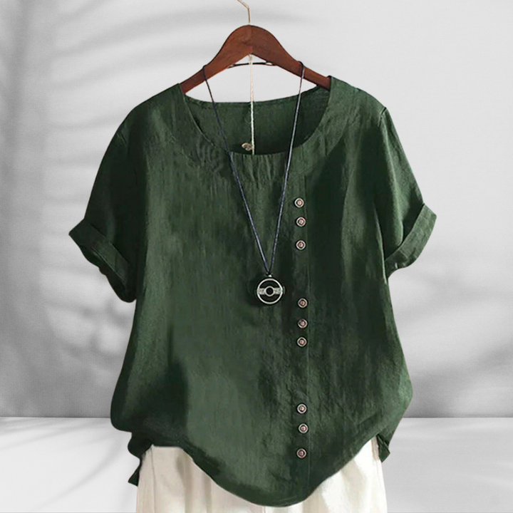 MARGOT™ | Bluse mit Knopfleiste und Leinenoptik