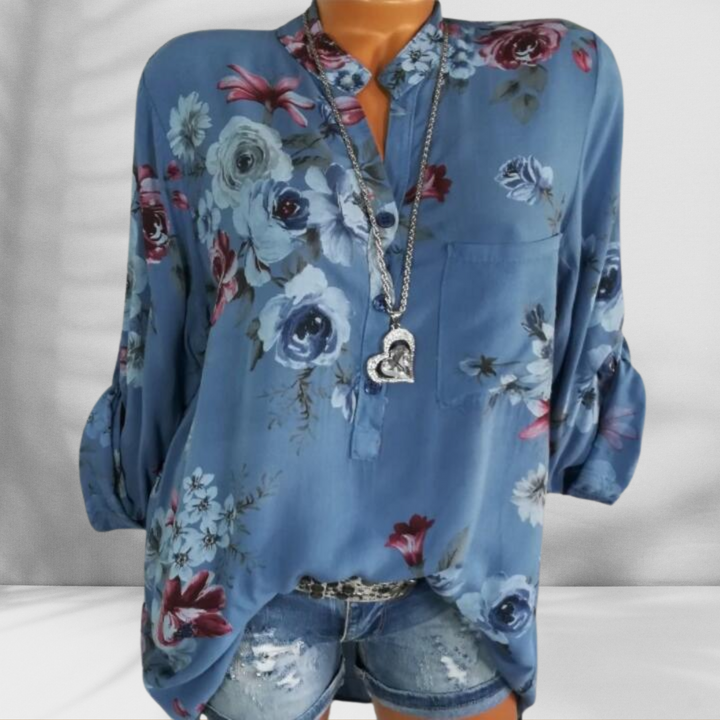 ROSALINE™ | Boho-Bluse mit floralen Mustern und langen Ärmeln