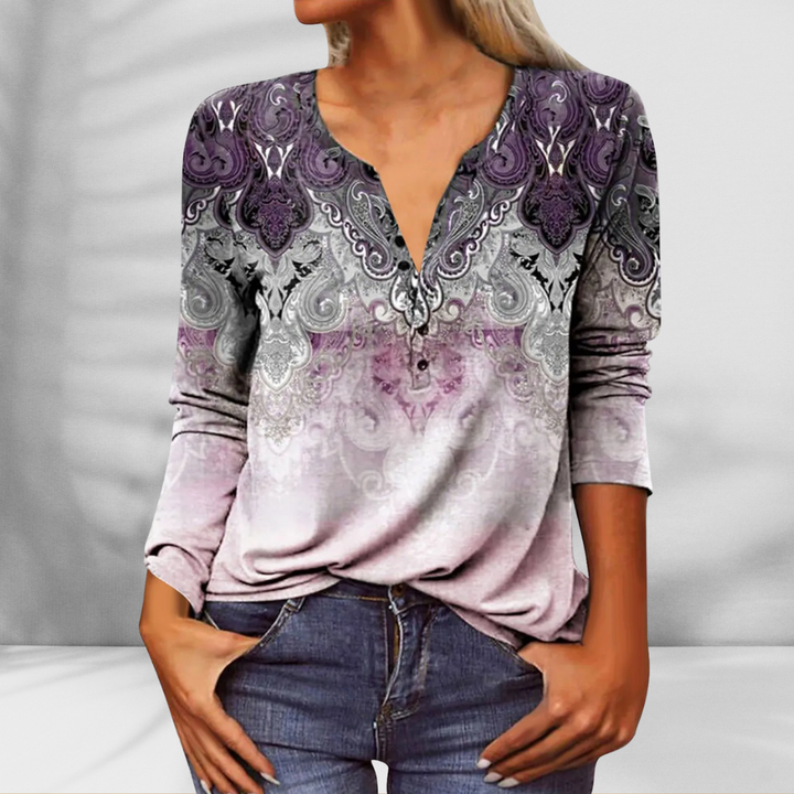 ALICE™ | Boho-Bluse mit floralen Mustern und langen Ärmeln