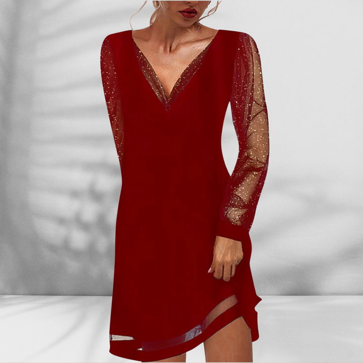 MATILDA™ | Elegantes Kleid mit glitzernden Tüllärmeln