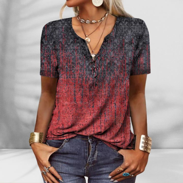 LOUREN™ | Elegante Boho-Bluse mit kurzen Ärmeln