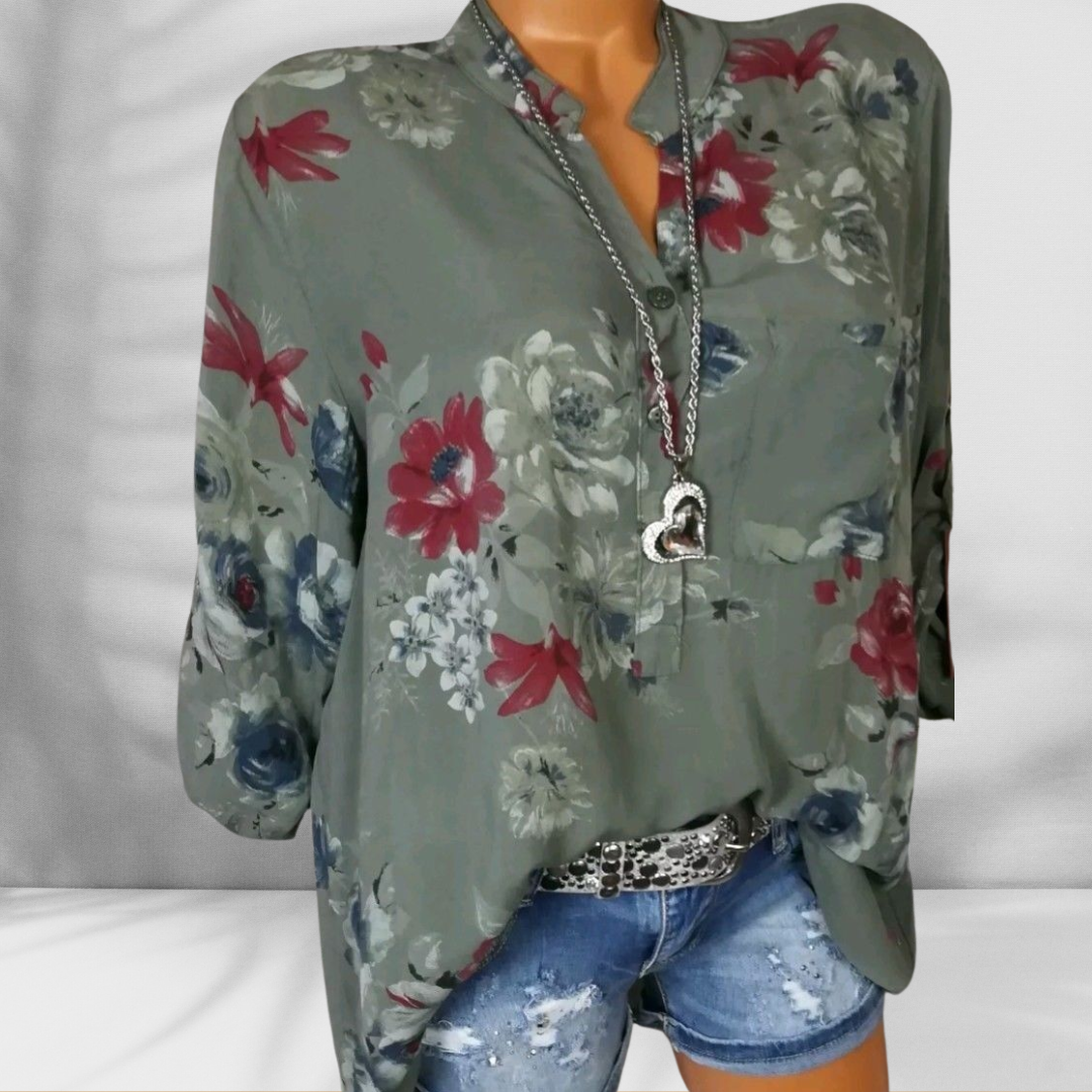 ROSALINE™ | Boho-Bluse mit floralen Mustern und langen Ärmeln