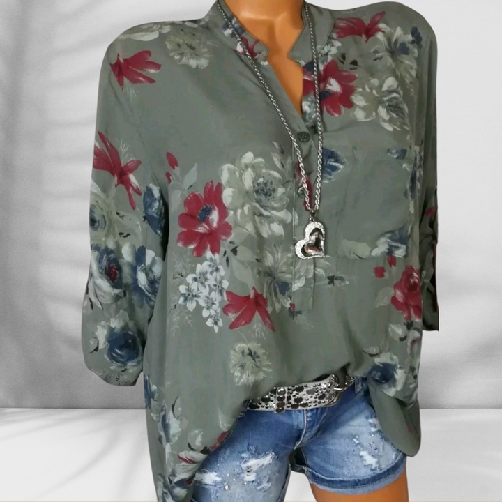 ROSALINE™ | Boho-Bluse mit floralen Mustern und langen Ärmeln