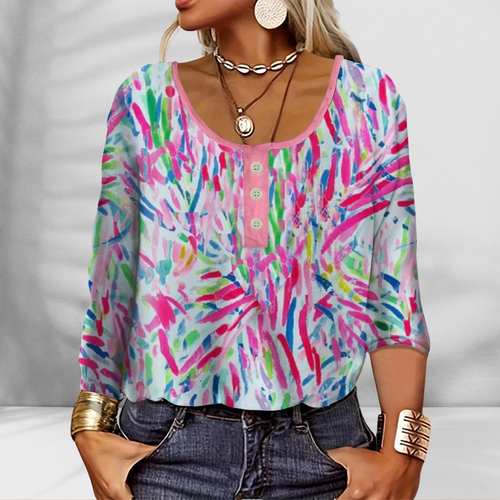 ROSY™ | Boho-Bluse mit floralen Mustern und langen Ärmeln