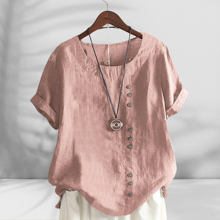 MARGOT™ | Bluse mit Knopfleiste und Leinenoptik
