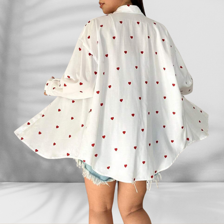 OLIVIA™ | Weit geschnittene Bluse mit Herzprint