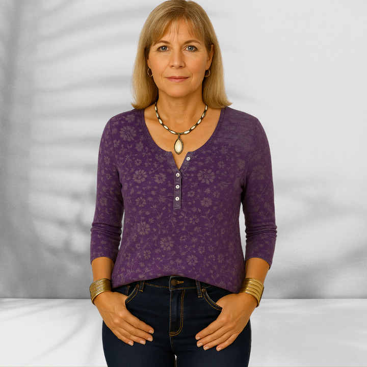 ODILIE™ | Boho-Bluse mit floralen Mustern und langen Ärmeln