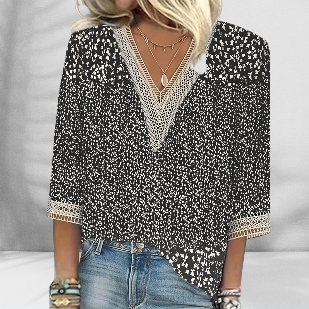 ALIS™ | Boho-Bluse mit floralen Mustern und langen Ärmeln