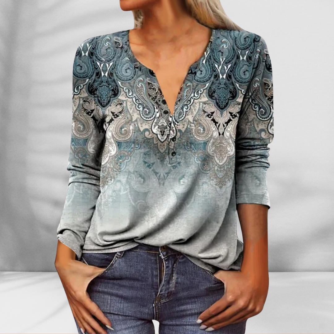 ALICE™ | Boho-Bluse mit floralen Mustern und langen Ärmeln