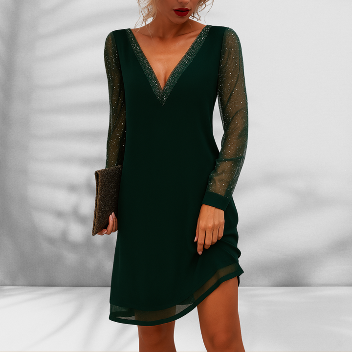 MATILDA™ | Elegantes Kleid mit glitzernden Tüllärmeln