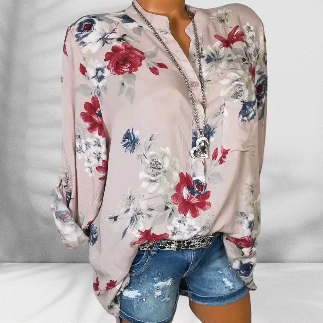ROSALINE™ | Boho-Bluse mit floralen Mustern und langen Ärmeln