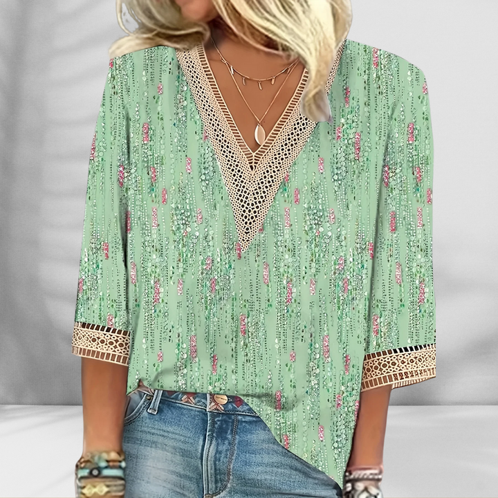 ALIS™ | Boho-Bluse mit floralen Mustern und langen Ärmeln