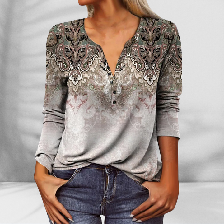 ALICE™ | Boho-Bluse mit floralen Mustern und langen Ärmeln