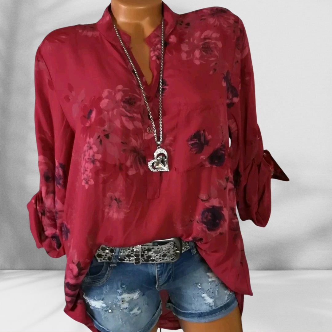 ROSALINE™ | Boho-Bluse mit floralen Mustern und langen Ärmeln