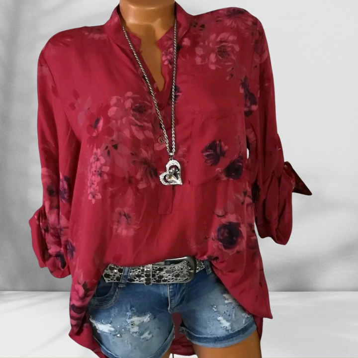 ROSALINE™ | Boho-Bluse mit floralen Mustern und langen Ärmeln