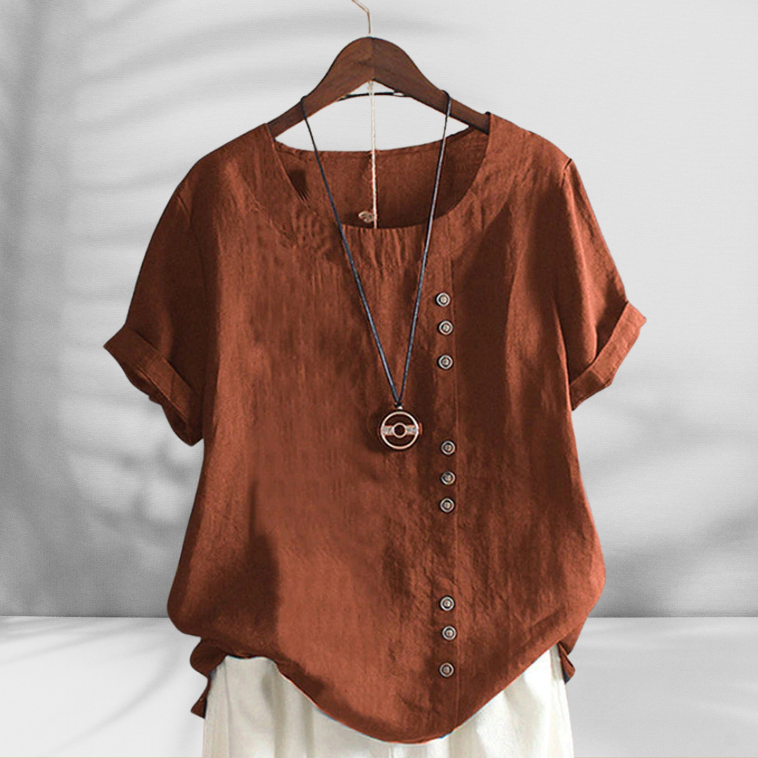 MARGOT™ | Bluse mit Knopfleiste und Leinenoptik