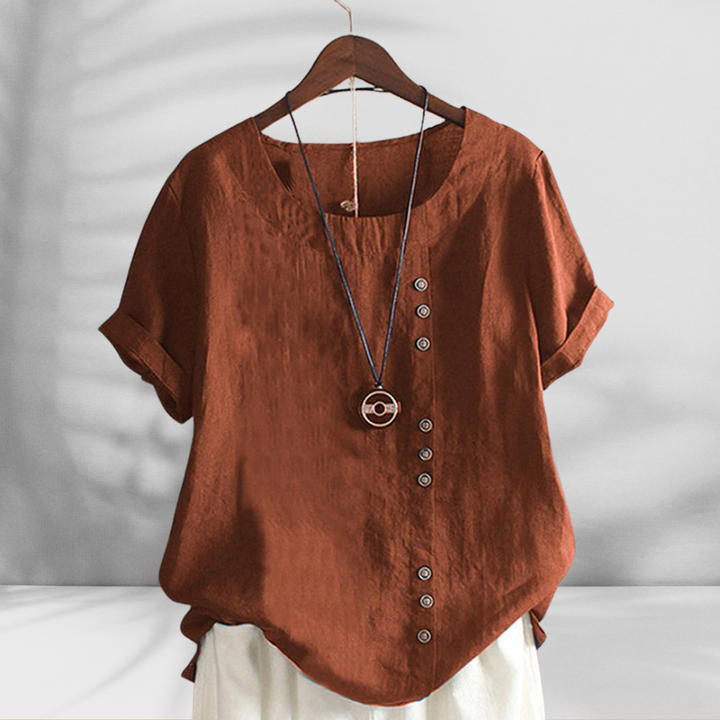 MARGOT™ | Bluse mit Knopfleiste und Leinenoptik