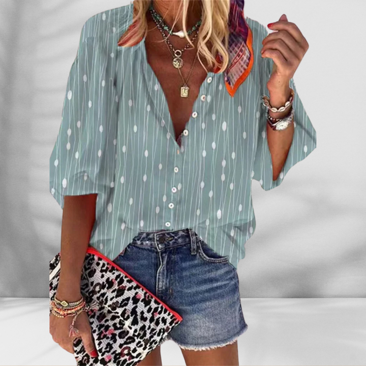 MARY™ | Boho-Bluse mit floralem Muster und kurzen Ärmeln
