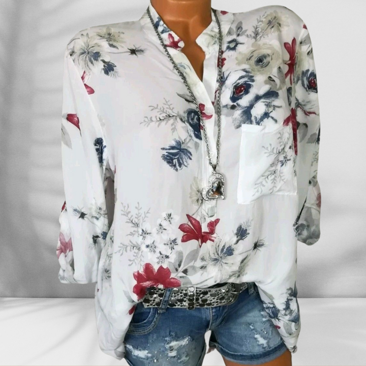ROSALINE™ | Boho-Bluse mit floralen Mustern und langen Ärmeln