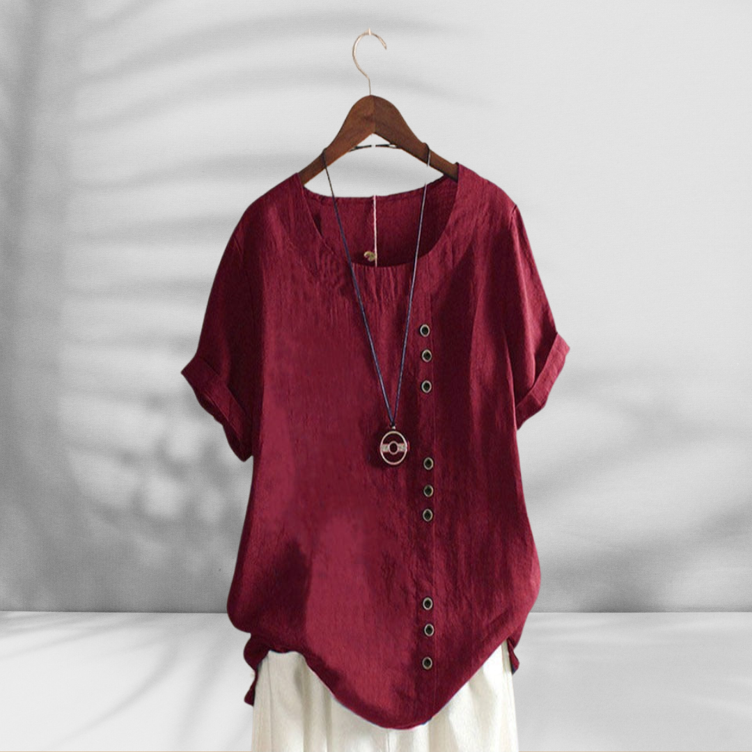MARGOT™ | Bluse mit Knopfleiste und Leinenoptik