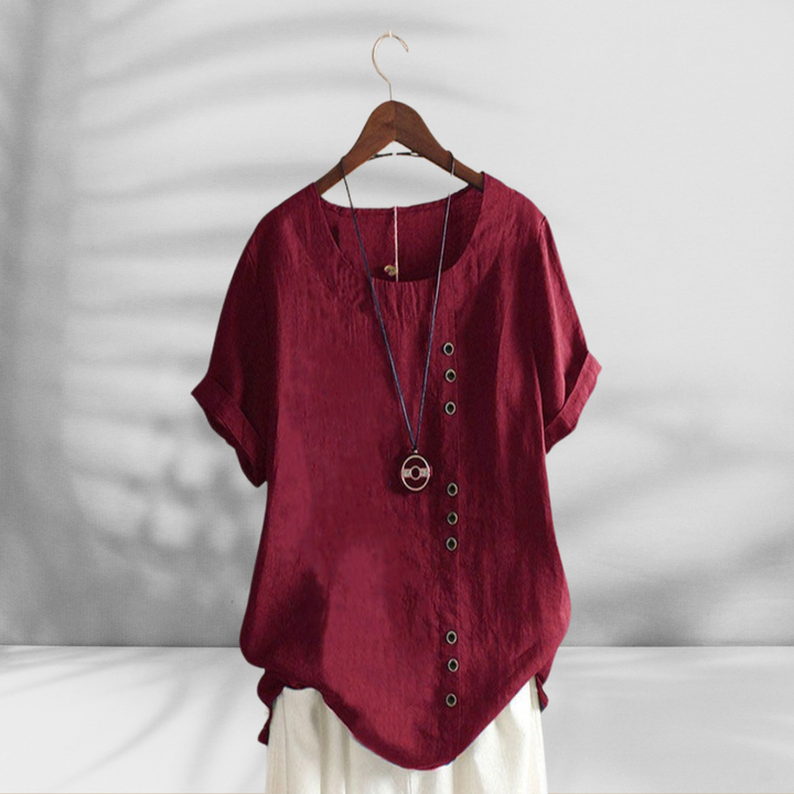 MARGOT™ | Bluse mit Knopfleiste und Leinenoptik