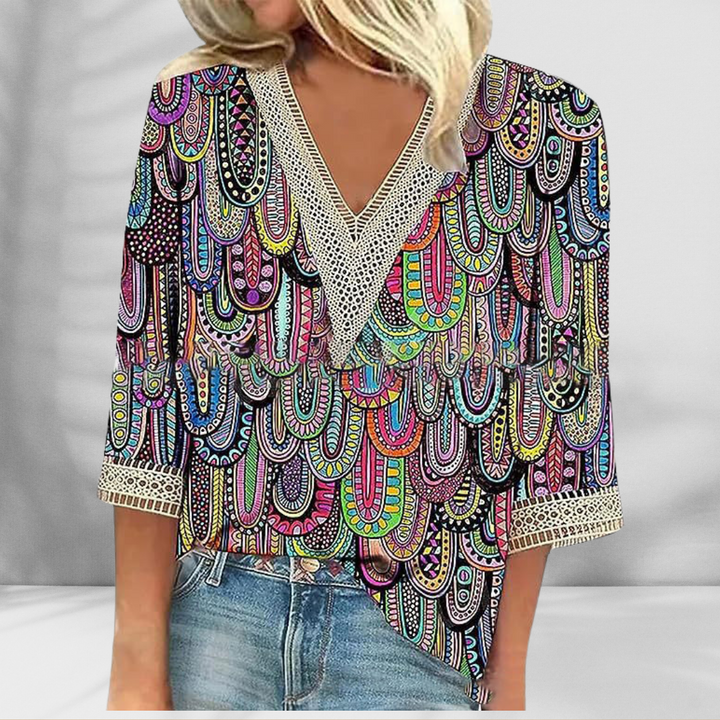 ALIS™ | Boho-Bluse mit floralen Mustern und langen Ärmeln