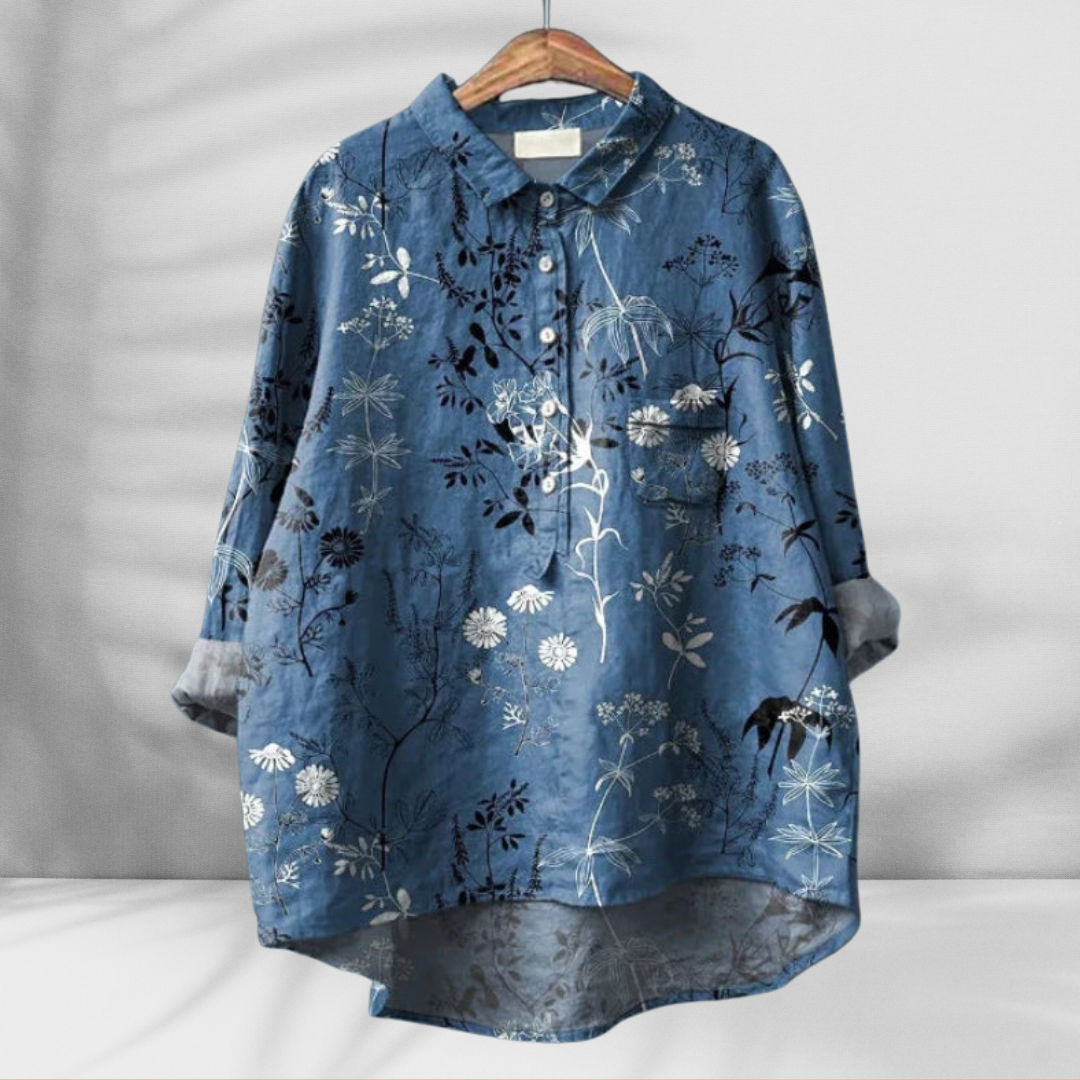 FLORENTINE™ | Weit geschnittene Blumenbluse mit Leinen-Effekt