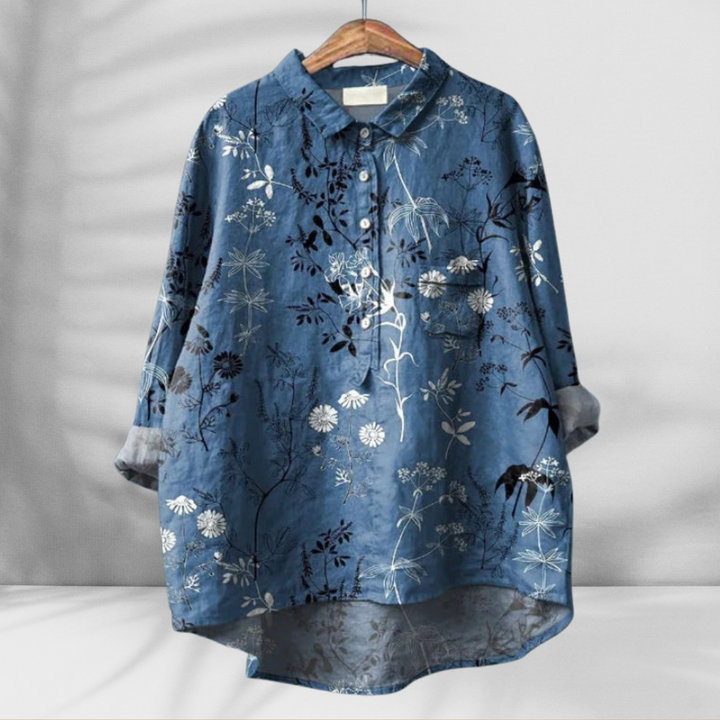 FLORENTINE™ | Weit geschnittene Blumenbluse mit Leinen-Effekt