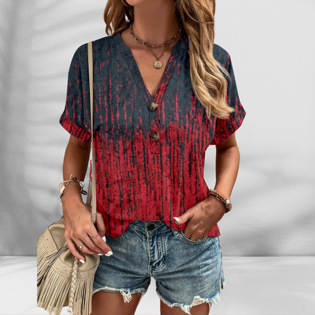 ELLY™ | Boho-Bluse mit floralem Muster und kurzen Ärmeln