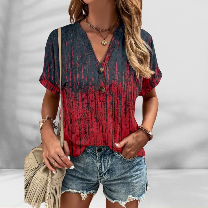 ELLY™ | Boho-Bluse mit floralem Muster und kurzen Ärmeln