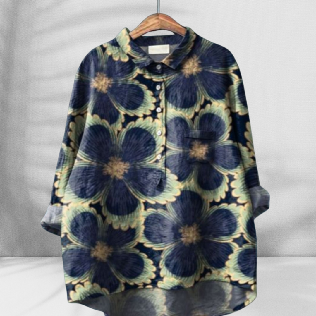 FLORENTINE™ | Weit geschnittene Blumenbluse mit Leinen-Effekt
