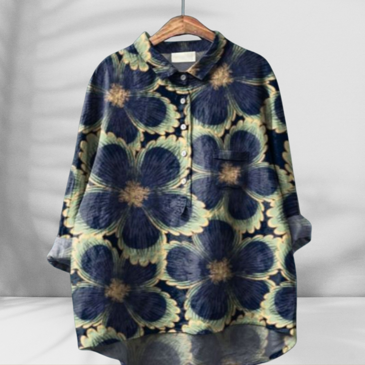 FLORENTINE™ | Weit geschnittene Blumenbluse mit Leinen-Effekt