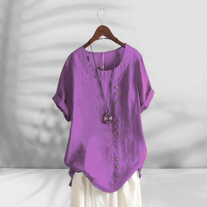 MARGOT™ | Bluse mit Knopfleiste und Leinenoptik