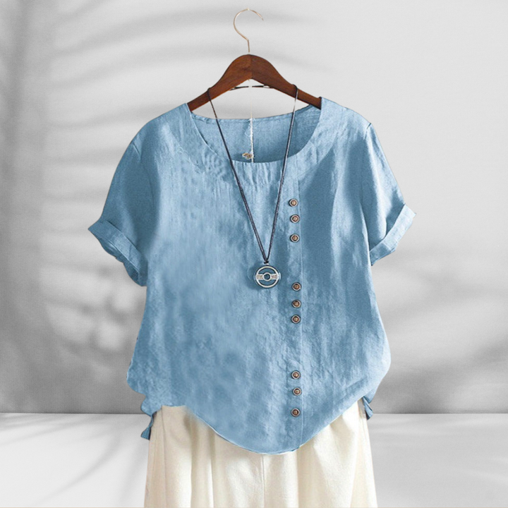 MARGOT™ | Bluse mit Knopfleiste und Leinenoptik