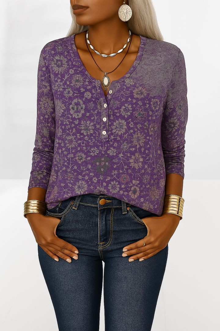 ALINA™ | Boho-Bluse mit floralen Mustern und langen Ärmeln