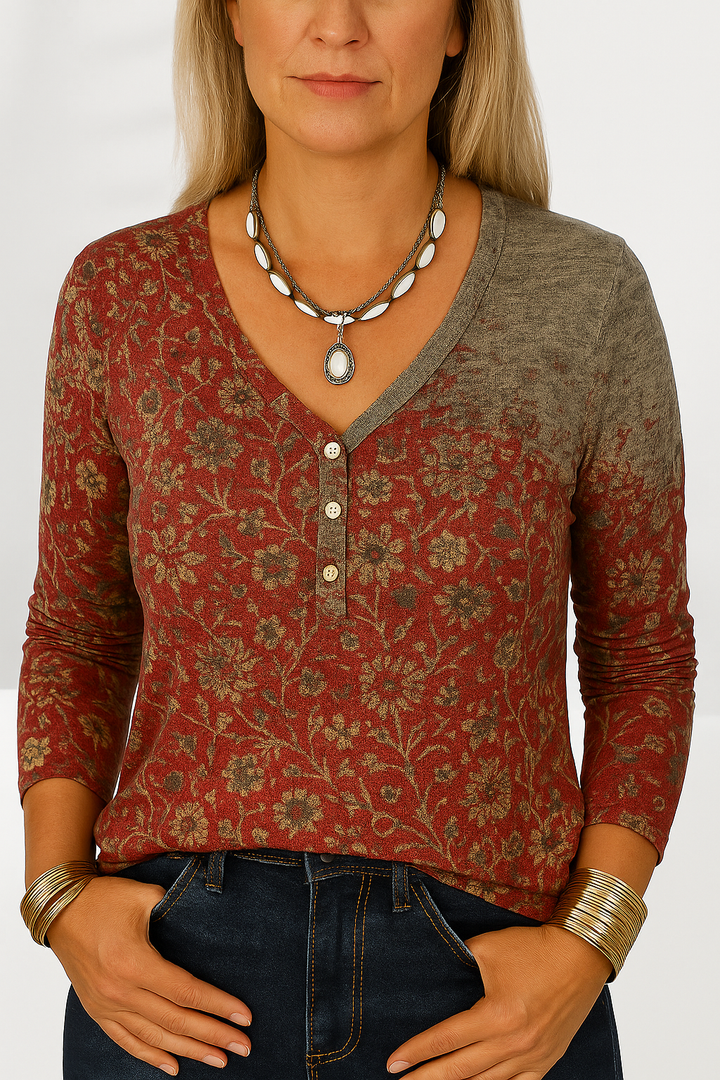 ANA™ | Boho-Bluse mit floralen Mustern und langen Ärmeln