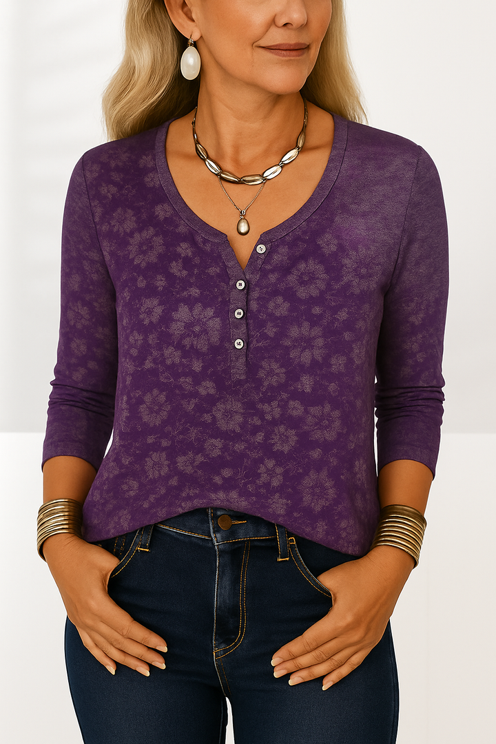 ANA™ | Boho-Bluse mit floralen Mustern und langen Ärmeln