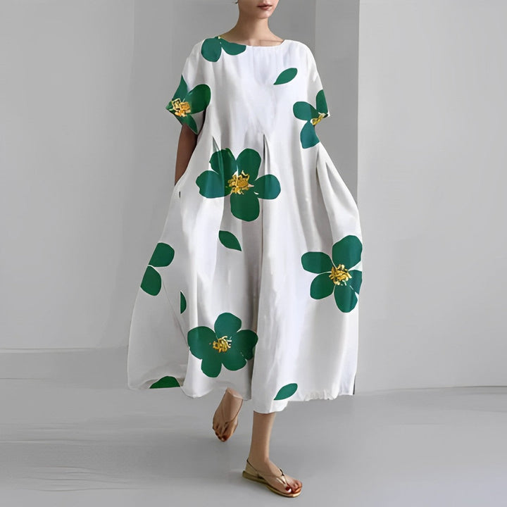 VERENA™ | Weites Blumenkleid im Leinenlook