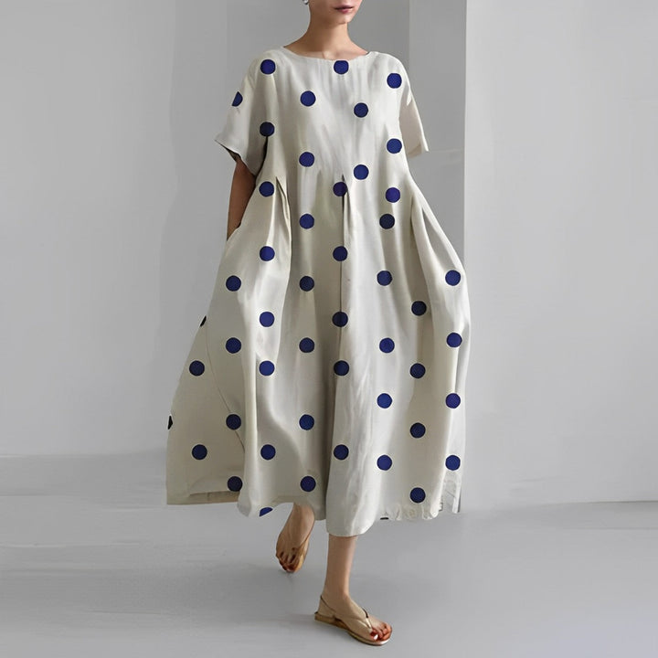 VERENA™ | Weites Blumenkleid im Leinenlook